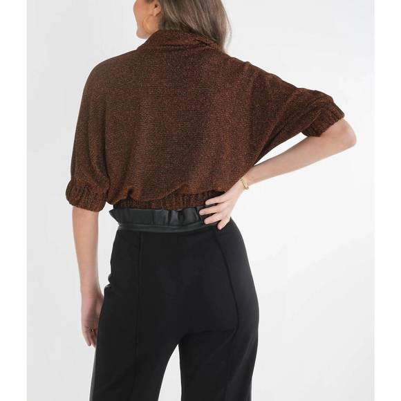 NEW EMILY MCCARTHY poppy crop sweater in black gold - Picture 2 of 2